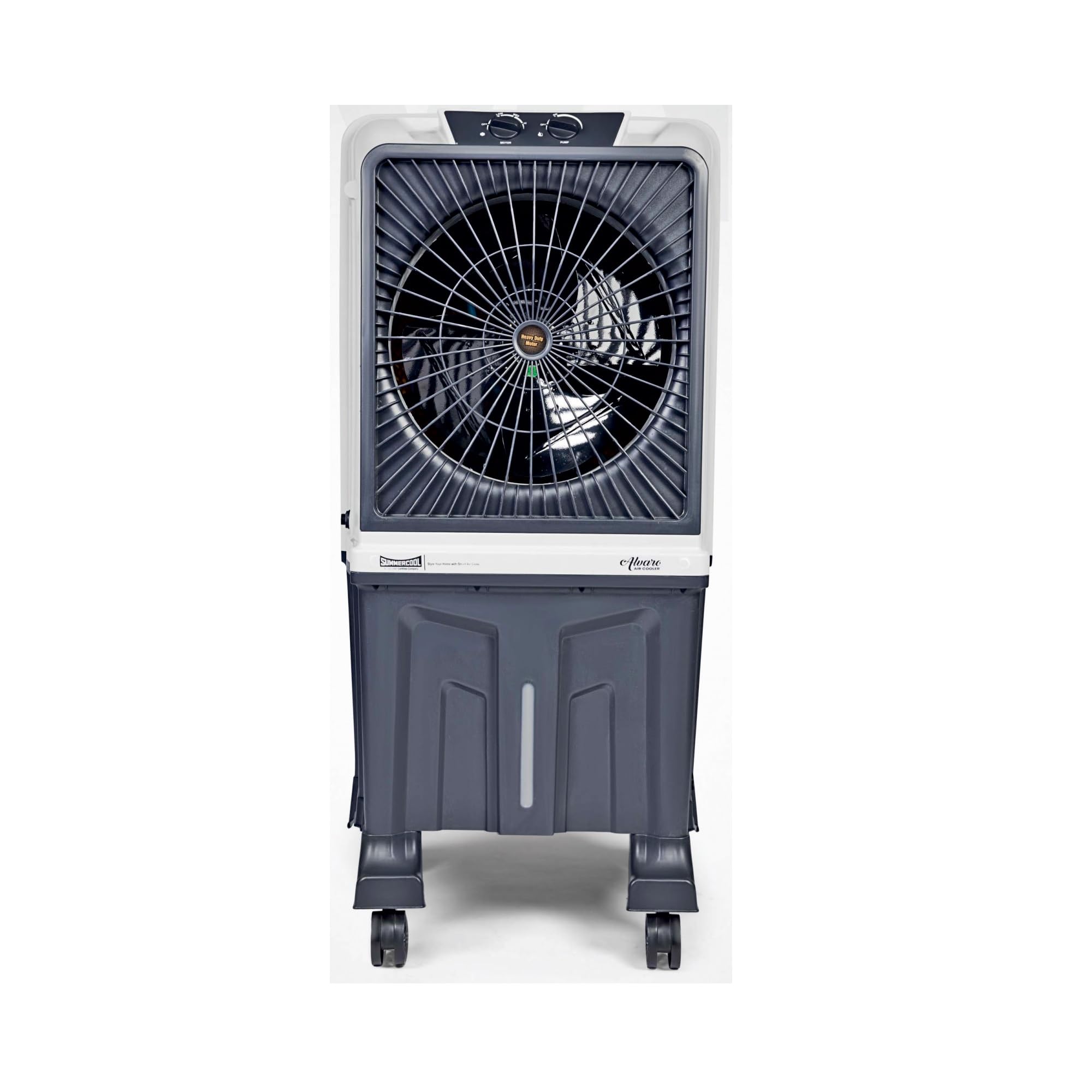 summercool alvaro 95l desert air cooler with powerful 16 inch motor | inverter compatible | 45ft air throw | double ball bearing motor | drain hole | 1 yr warranty | grey