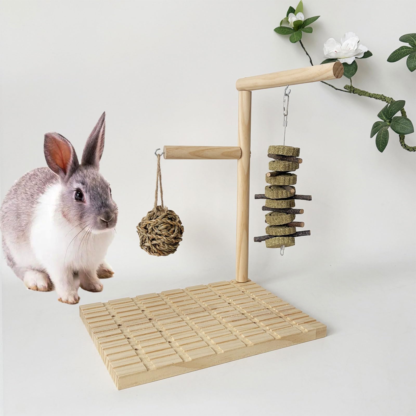 ordinarYone Kaninchen-Kauspielzeug mit Schleifbrett, Beißschnur und Grasball für kleine Haustiere, Gesundheit, Unterhaltung, Aktivitätsspielzeug