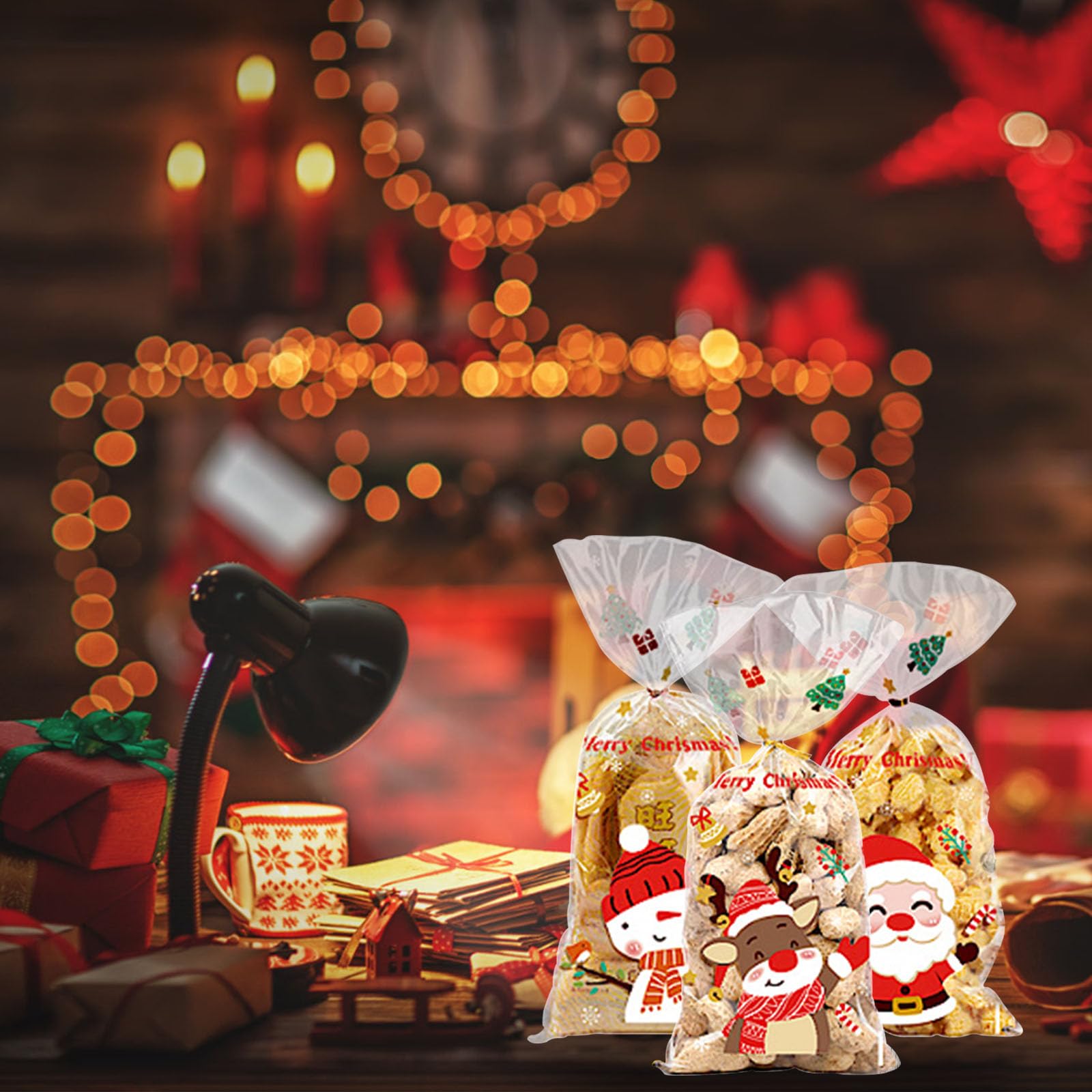 100 Sacchetti Regalo Trasparenti Per Caramelle - Con Fiocchi Dorati Per Compleanni, Natale E Feste - Foto 4