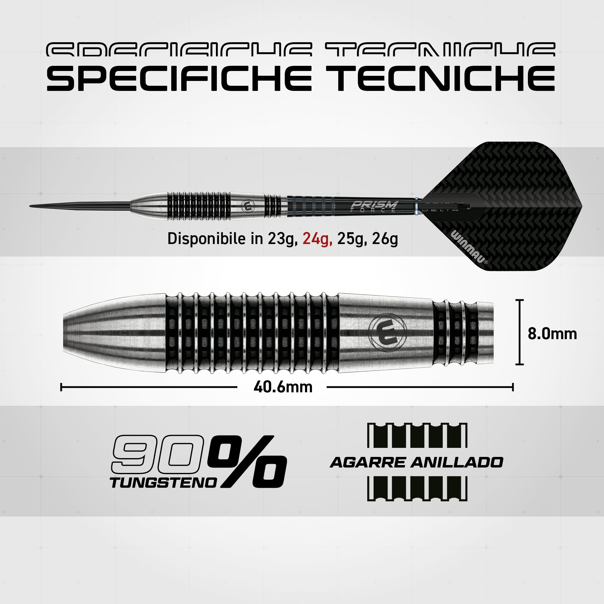 WINMAU Blackout 90% Tu - Set di freccette in acciaio, diversi modelli