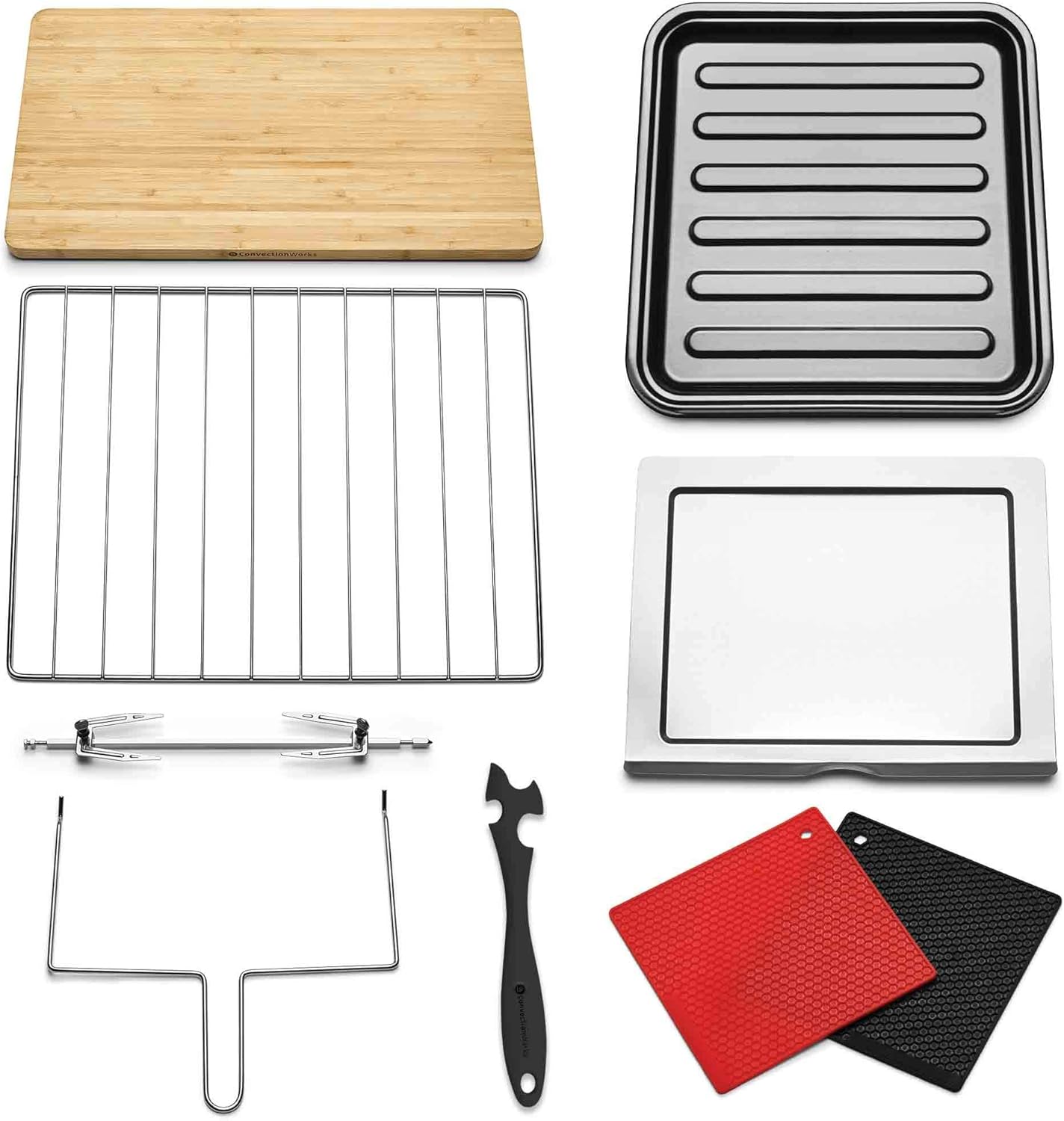 Black Friday - 60% OFF Convection Toaster Oven All-In-One 6-slice Compact Countertop Set w/Bamboo Cutting Board (Incl: Rotisserie Spit & Rods, 2 Potholders, Wire Rack, Baking Pan), Teflon-free (Silver) Best Cyber Deals 🔥 Convection Toaster Oven All-In-One 6-slice Compact Countertop Set w/Bamboo Cutting Board (Incl: Rotisserie Spit & Rods, 2 Potholders, Wire Rack, Baking Pan), Teflon-free (Silver)