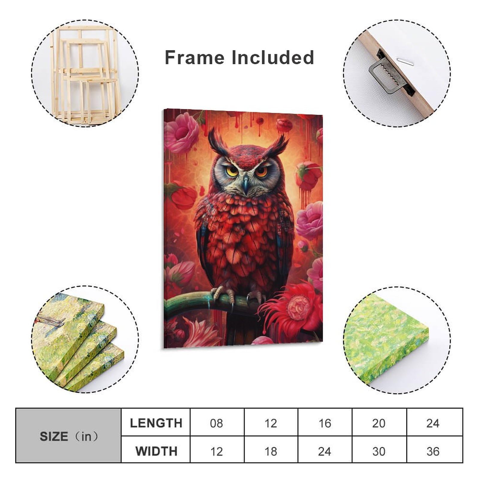 Amazon.co.jp: 絵画 赤いフクロウインテリア 絵画 ハイパーリアルな