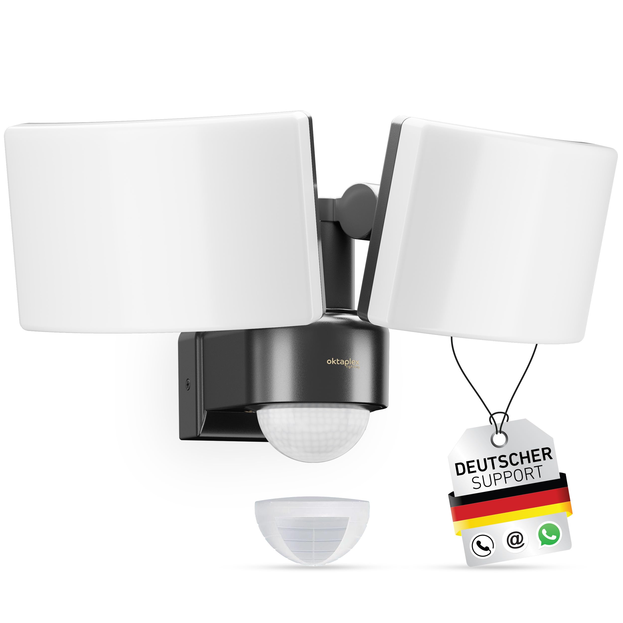 Oktaplex LED Strahler mit Bewegungsmelder Außen Cali Dos Motion | IP65, zwei Köpfe, 40W, 3000K warmweiß, Außenstrahler anthrazit Master Funktion