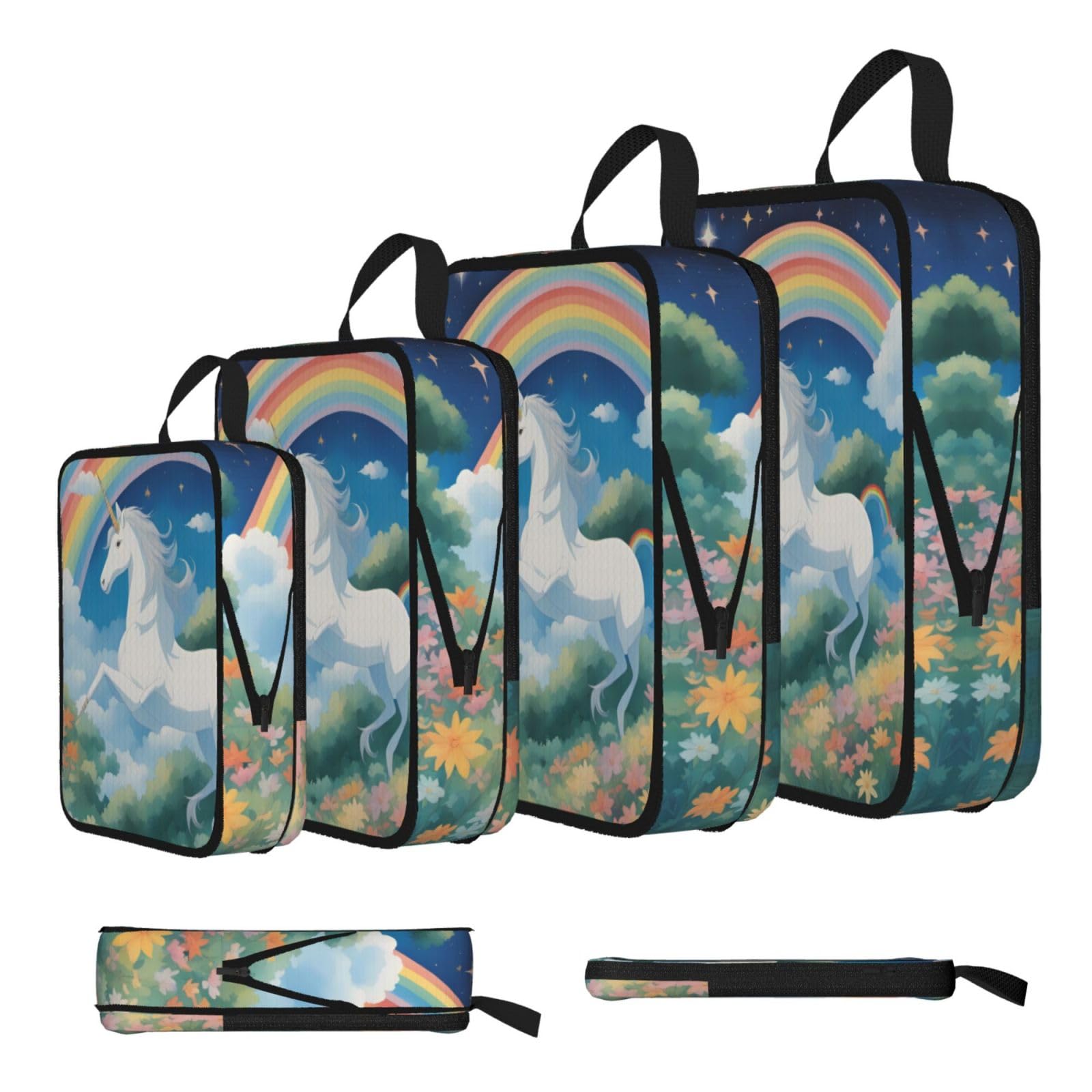 Sxzvvbn Black A Beautiful Unicorns Compression Packing Cubes 4 Piece Set