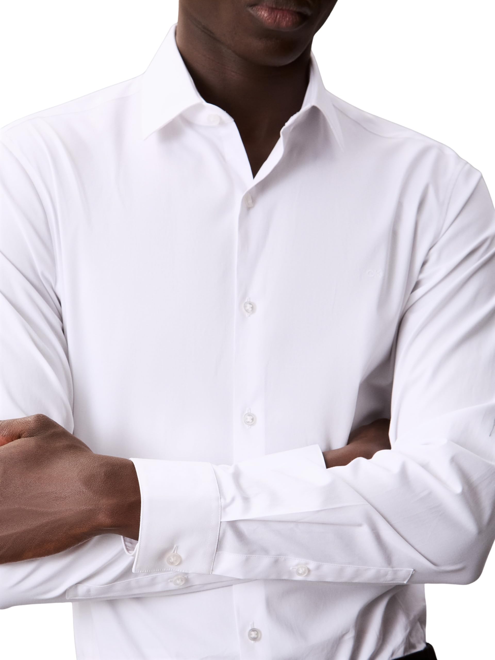 Calvin Klein Camicia da Uomo Slim ESNTL Poplin NOS STR SLD, Bianco (Bianco), L