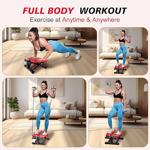 Miniatura 4 de Máquina elíptica de ejercicios, mini escalones con bandas de resistencia para fitness en el hogar, 299 libras