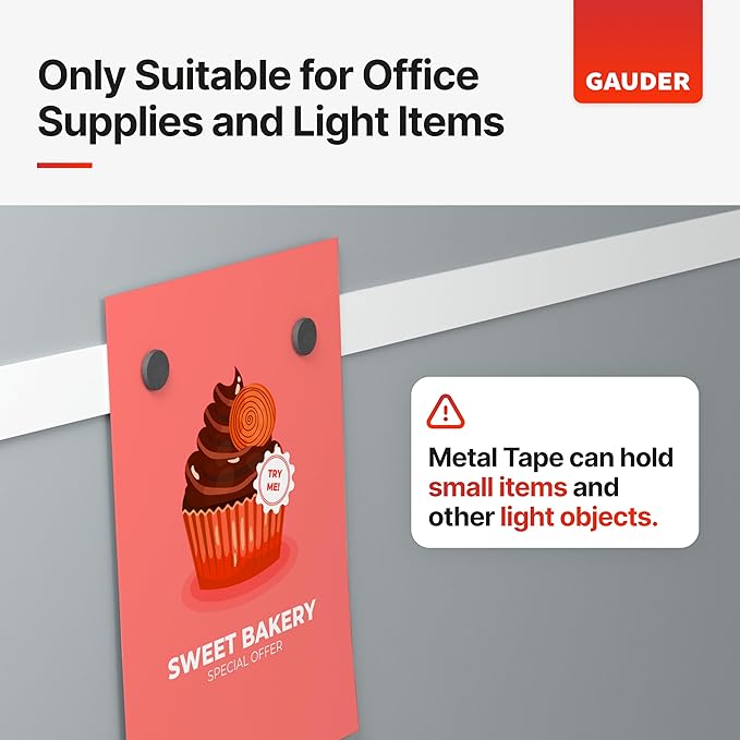 Whether you're looking to organize your space, display decorations, or create a magnetic board, the GAUDER Self-Adhesive Metal Tape offers a simple and effective solution. Its thin profile allows for discreet placement behind surfaces, while still providing a strong magnetic hold. Upgrade your magnetic storage and display options with this durable and versatile ferrous tape. Description by ChatGPT.