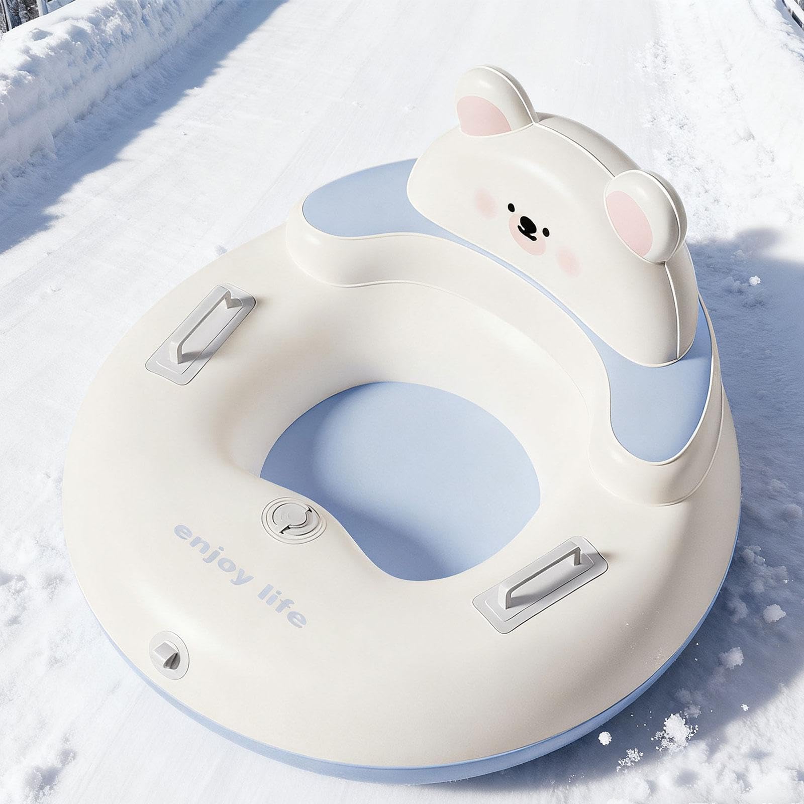 Bouée de Neige Gonflable en PVC Robuste avec Poignées Confortables Résistance Au Froid Base Large pour Stabilité Adaptée à La Luge Sports de Neige Mom