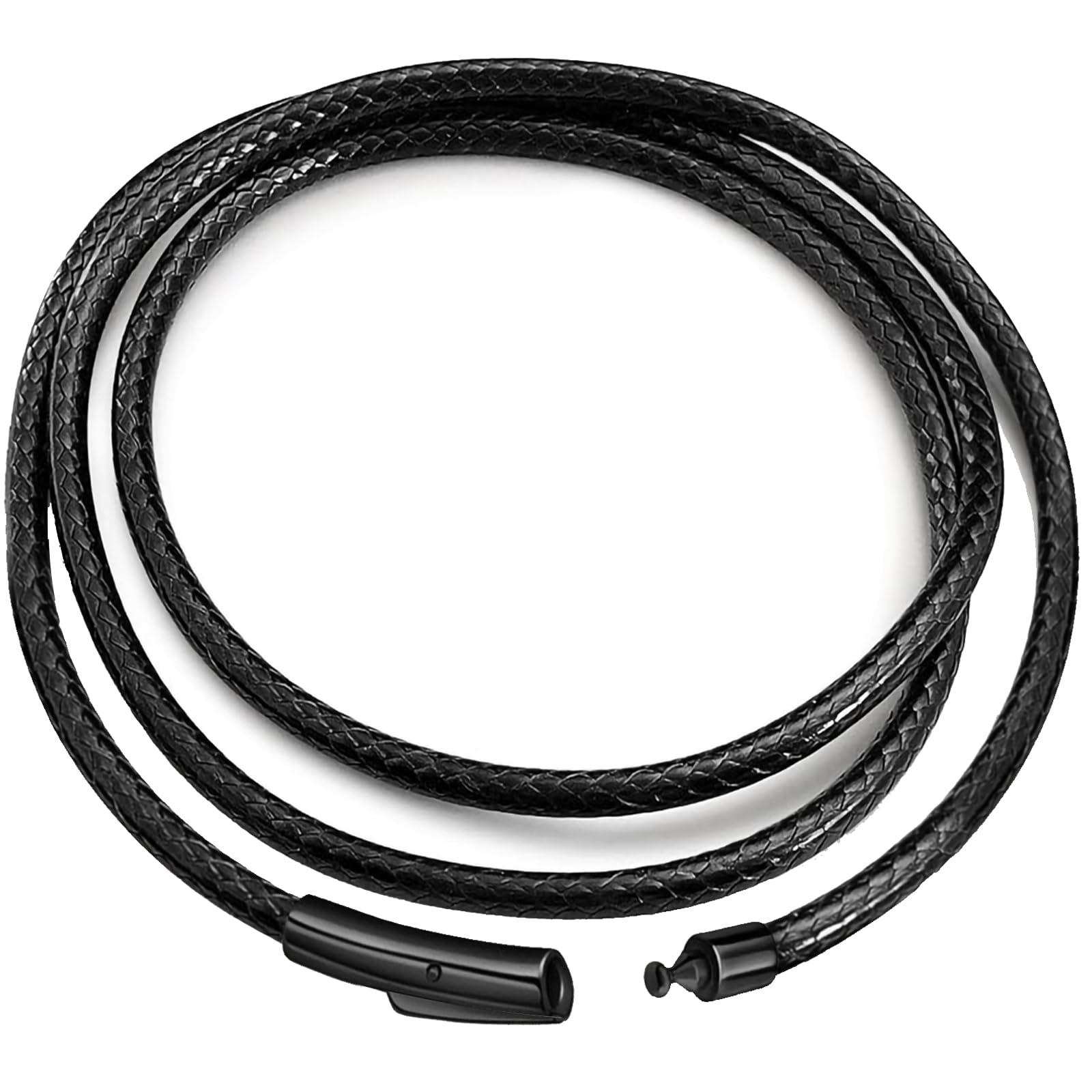 Flexible 2MM/3MM/4MM/5MM ，14" to 42" Waterproof Braided Leather Chain Cord Necklace for Men/Women, Brown/Black Rope Chain for pendant (Gift Box)