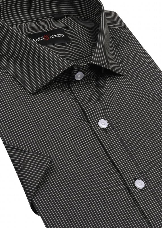 Image of MARK & ALBERT Men's Striped Half Sleeves Regular Fit Shirt | Stretchable Fabric