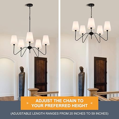 Miniatura 7 de Candelabros para comedor, moderna lámpara colgante sobre mesa con pantalla blanca, iluminación clásica colgante de techo para sala de estar,