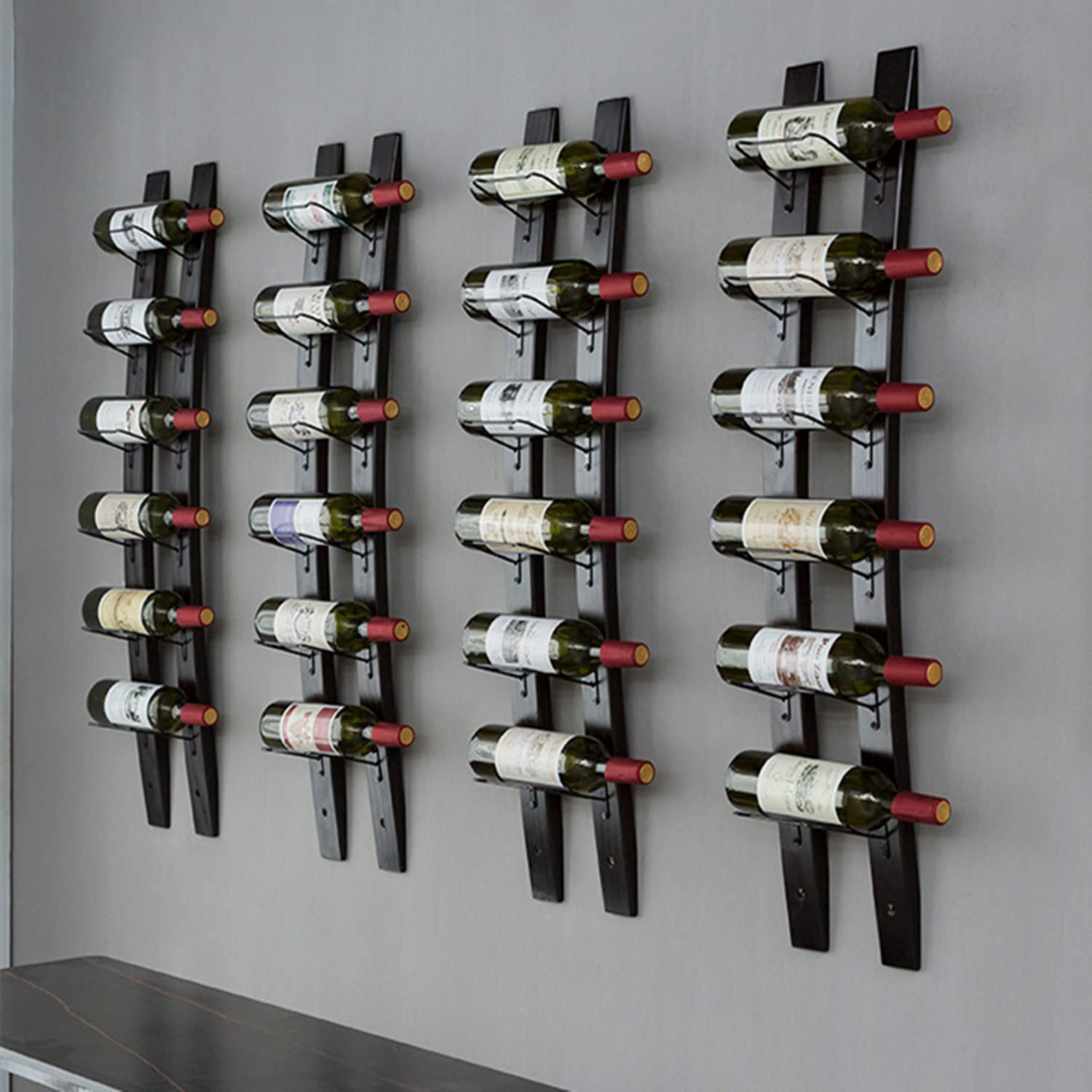 DCIGNA Wall Mounted Wine Rack Wooden, Barrel Stave Wine Rack, Wood Wine