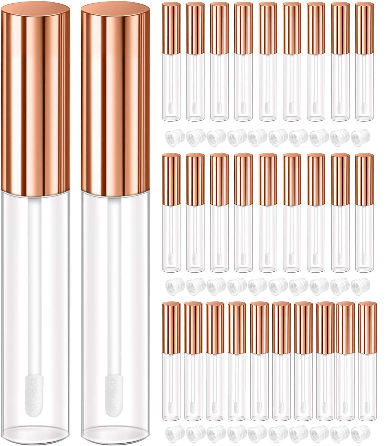 Hunky Dory 12pcs 4ml Round Rose Gold Travel Empty Lip Gloss,Lip Care,Costemic, Oil Bottles Transparent Empty Clear Lip Containers Tubes,Refillable Bottle with Plug-image-33