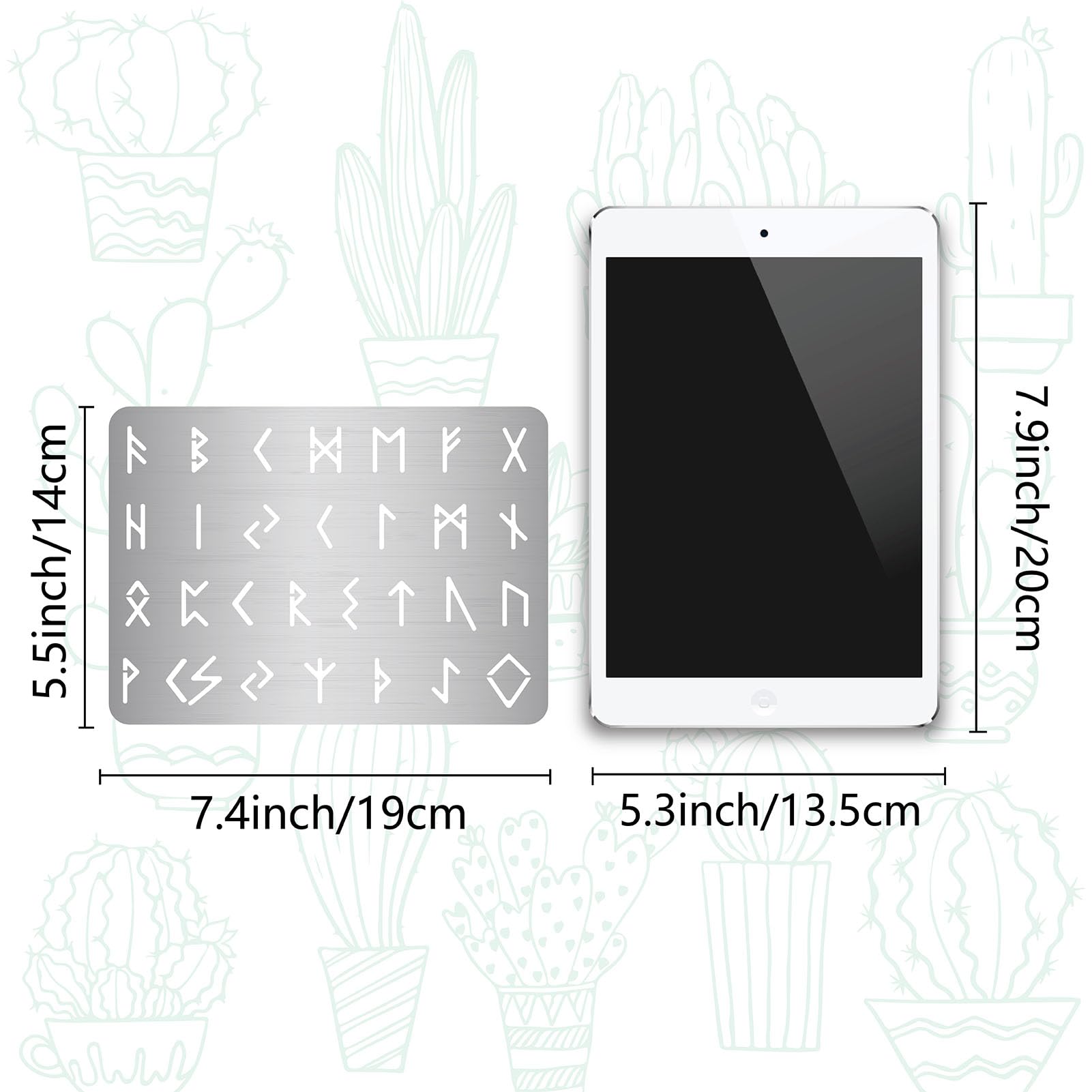 GORGECRAFT Viking Stencil 19x14cm Metal Rune Stencil 28 Ancient Alphabet Stainless Steel Journal Reusable Painting Templates for Wood Burning Pyrography Engraving Crafts - Image 2