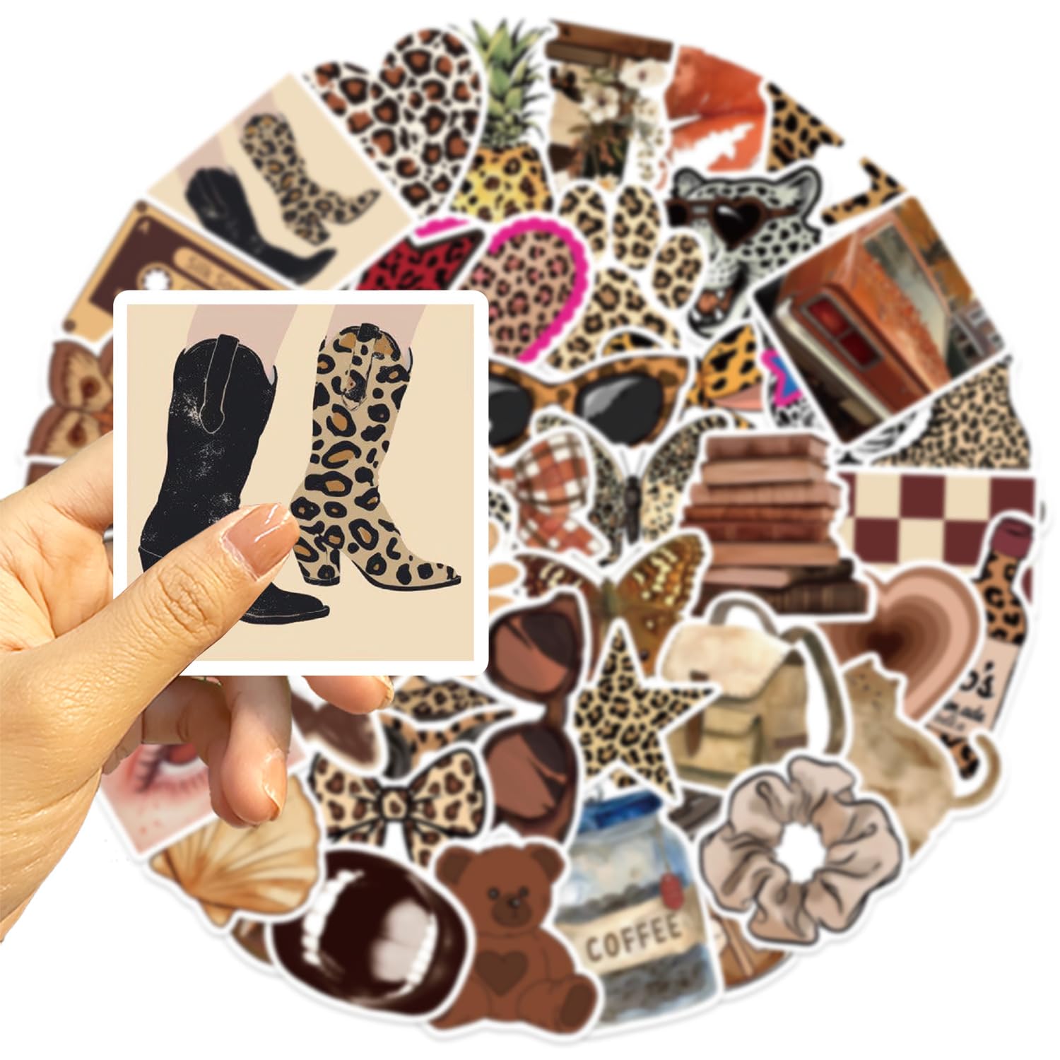 50PCS Leopard Aesthetic Girl Stickers for Boys Teens Adults,Trendy Cool Leopard Print Waterproof Decals for Skateboard Guitar Laptop Luggage Refrigerator Mugs Car Bike Water Bottle Helmet - Image 4