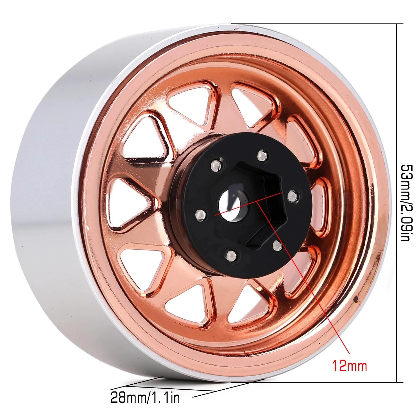 RC Pneus Jante Compatible avec TRX4 pour Axial SCX10 90046 8.9mm, Moyeu De Jante De Roue Beadlock en Métal 1.9 "pour Voiture sur Chenilles 1/10 RC