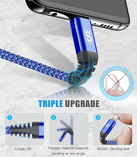 Miniatura 5 de sweguard - Cable micro USB de 6 pies para Android, cable de carga trenzado de nailon micro USB para Samsung Galaxy S7 Edge S6 S2 J7 J5 J3 J3V J2, LG