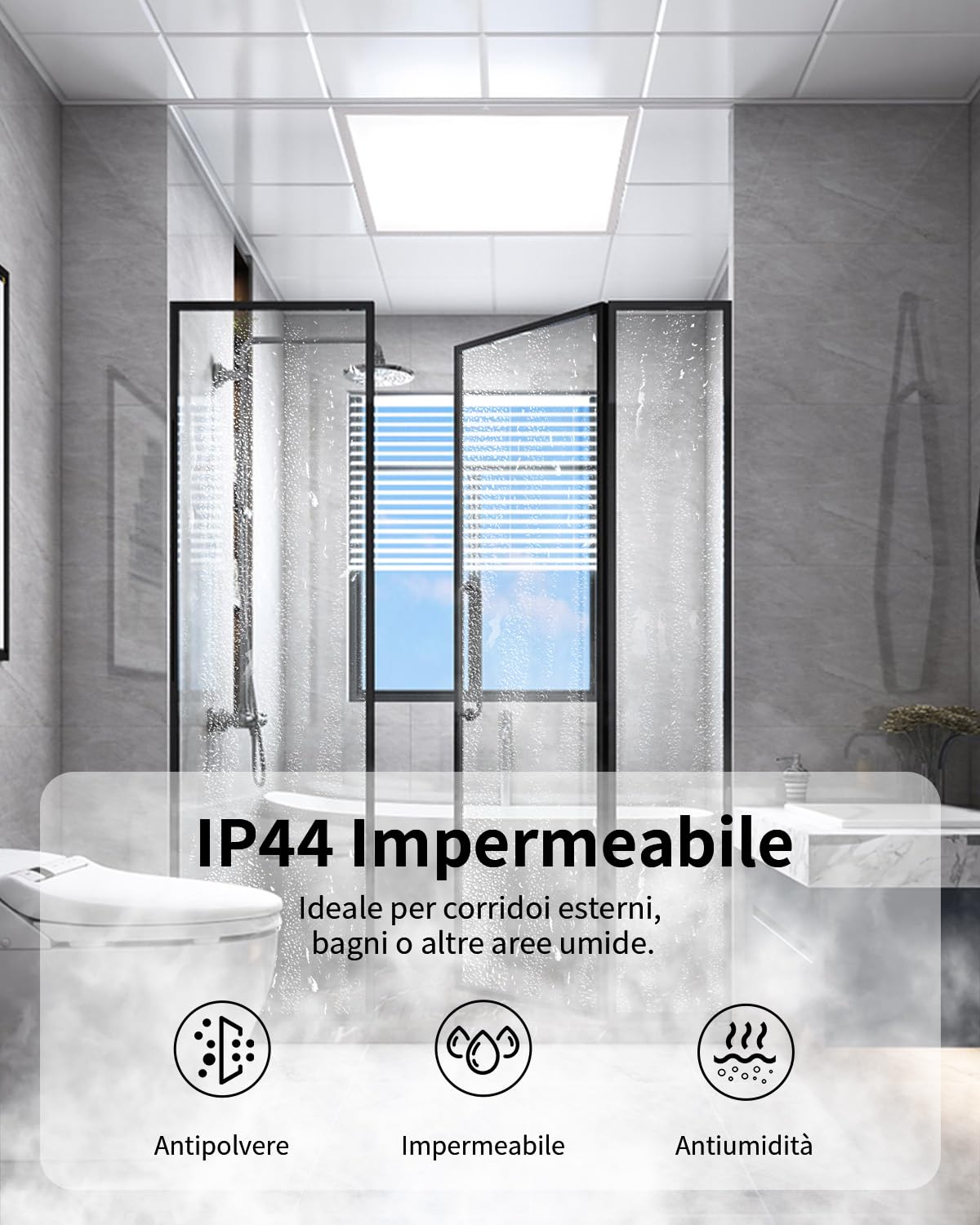 6x Faretti LED da Incasso per Cartongesso Quadrato 36W 3CCT Foro 253-263mm | Grebeam Faretti LED Soffitto 30cm, IP44 5000LM, Bianco Caldo 3000K/Bianco Neutro 4000K/Bianco Freddo 6000K, per Bagno