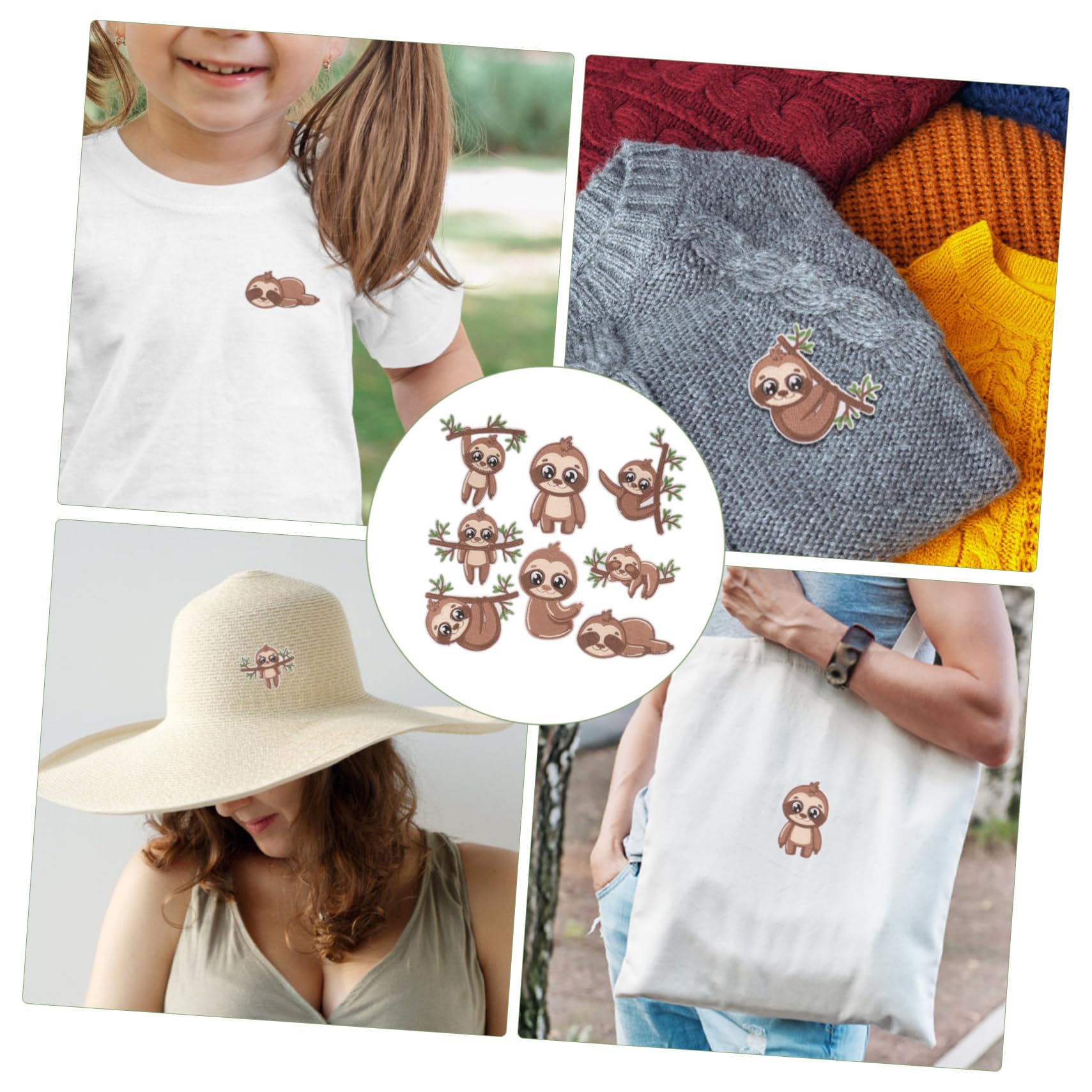 SHINEOFI 5 Set Patch Di Bradipo Toppe Ricamate Adesivi Animali Adesivi Per Magliette Adesivi Per Decorazioni Accessori in Stoffa Accessorio Di Abbigliamento Bandiera 8 Pezzi * 5