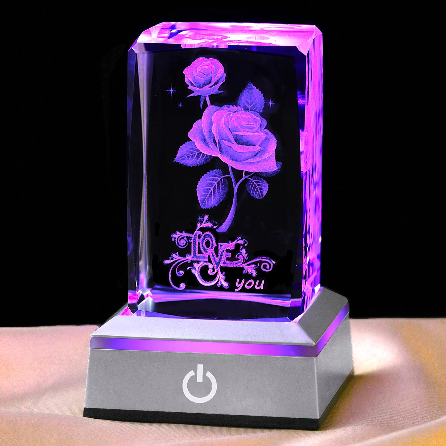 3D Rose Crystal Nightlight,Gifts for Wife Girlfriend Her
