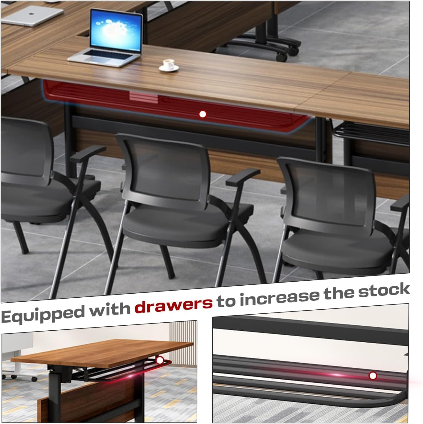 Conference Table Folding Conference Room Table Meeting Tables Flip Top Training Table Foldable Conference Tables with Wheels for — view 4