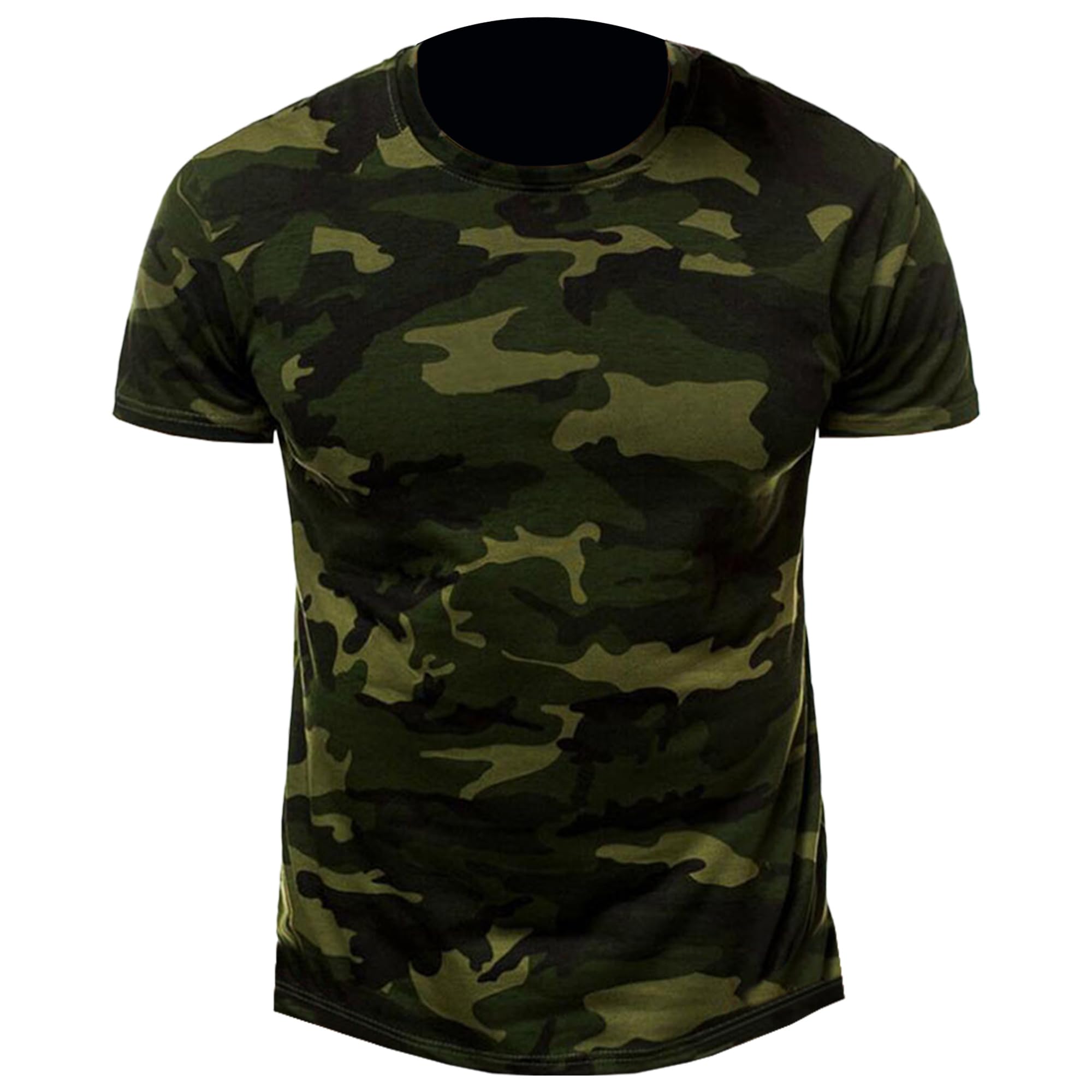 Mens Camouflage Short Sleeve Casual Vintage Camo Athletic Shirts Sports Fitness Crewneck T-Shirts