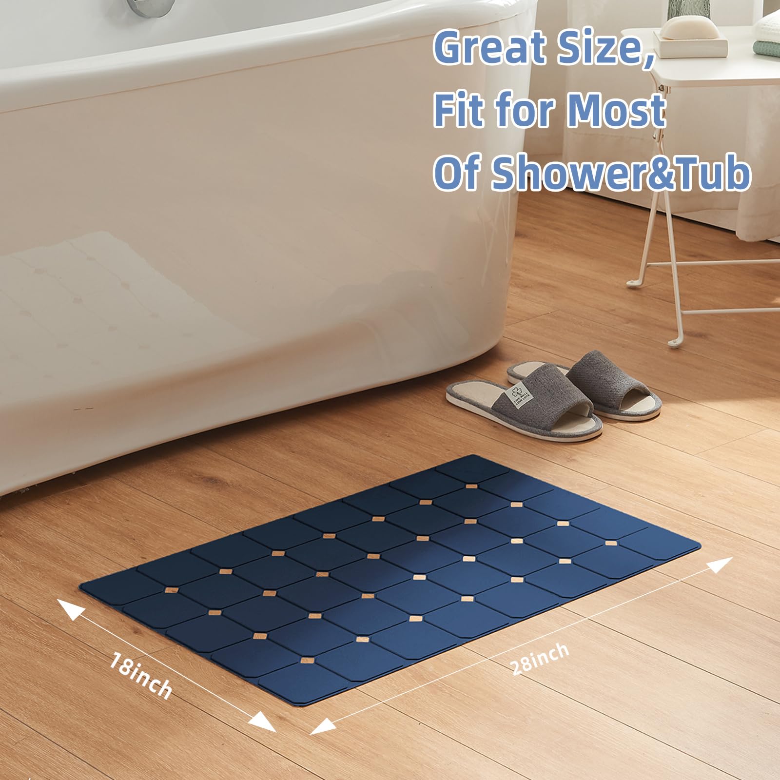 Alfombrilla de baño antideslizante de silicona suave sin olor con mini ventosas para bañera texturizada y bañera regenerada, alfombrilla de ducha antideslizante con alfombrilla de baño de 18 x 28