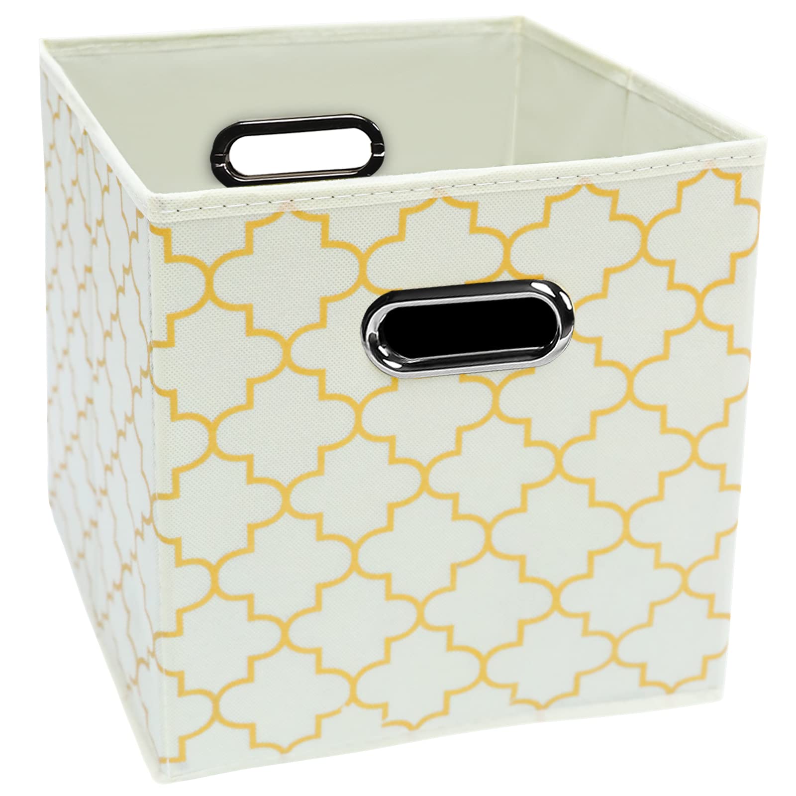 HEAYEEG Black Foldable Storage Cubes Bins , Fabric Storage Box Cubes Organizer Baskets with Dual Handles for Home Organizer Creamy-White Gold