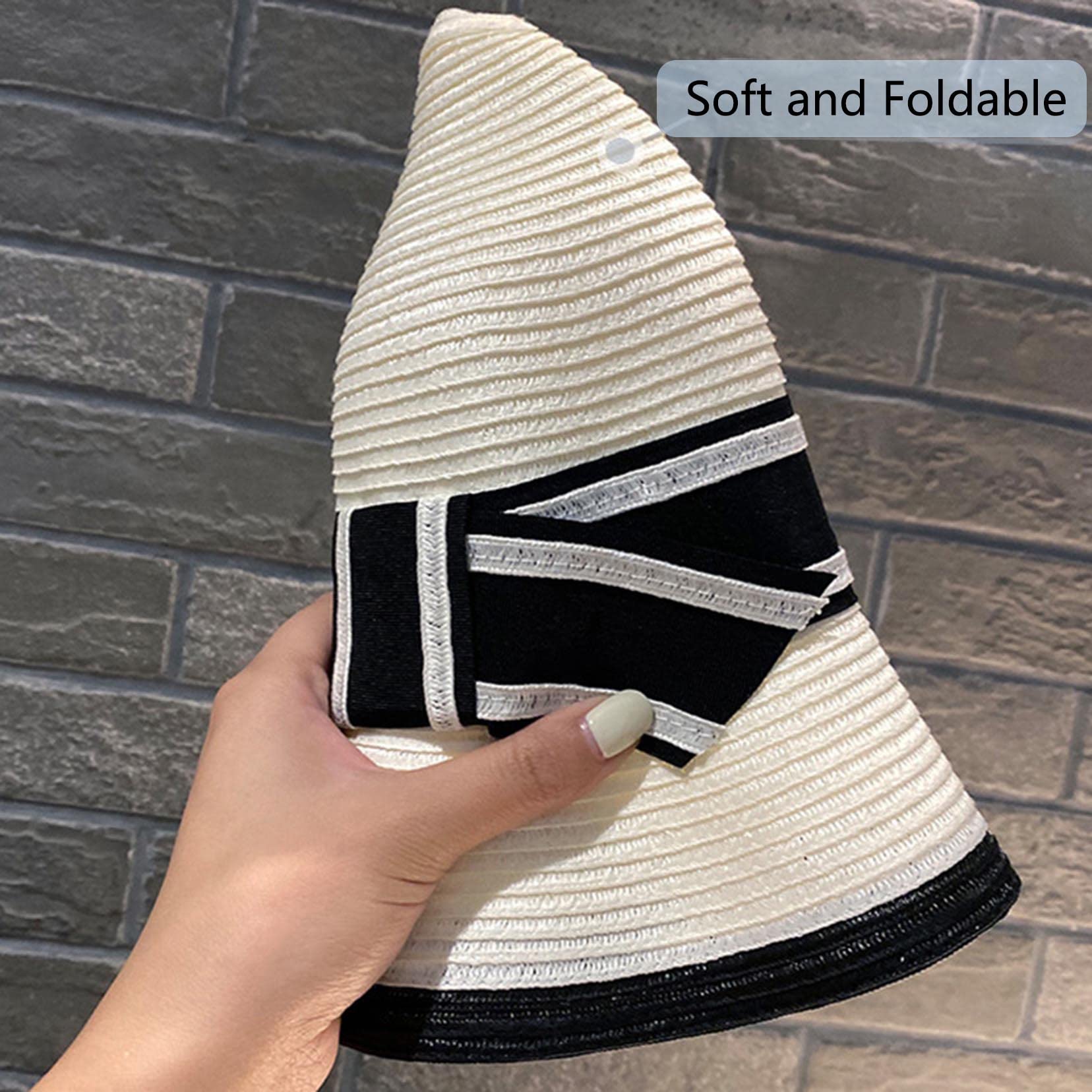 Damen Dome Beach Sun Strohhut UV UPF50 Reise Faltbarer Sommer UV Hut Beige-56-58cm