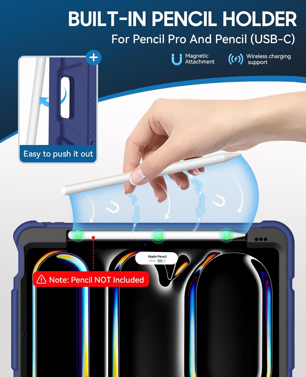 Case for iPad Pro 11 Inch Case (M5 2025/ M4 2024, Navy Blue image 4