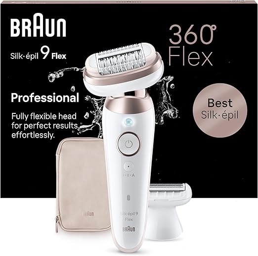 Braun Silk Epil 9 Flex Epilatore Elettrico Donna, Rasoio Elettrico Donna Con Testina Flessibile a 360° Per Epilazione Semplice, Wet & Dry, Pelle Liscia a Lungo, Idea Regalo, 9-030 3D, Bianco/Rosa