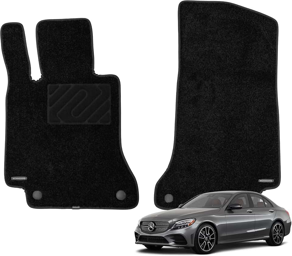 WENNEBIRD Superior Carpet Front Row Floor Mats for 2015-2021 Mercedes-Benz C-Class Sedan (W205), 0.6-Inch Ultra-Thick, Noise-Reducing, All-Weather Waterproof Anti-Slip – 2-Pc Set
