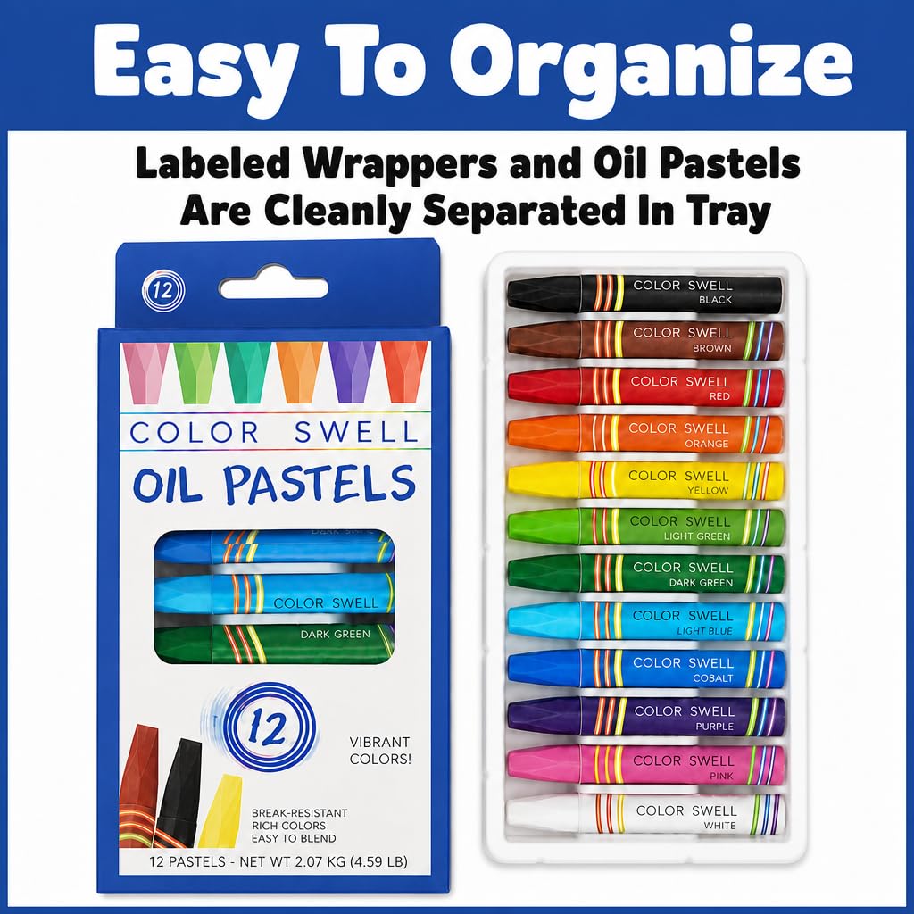 Color Swell Pastelli a olio sfusi – 36 confezioni con 12 colori ciascuno, perfetti per bambini, aule, feste, studenti, donazioni, bomboniere, pastelli a olio sfusi