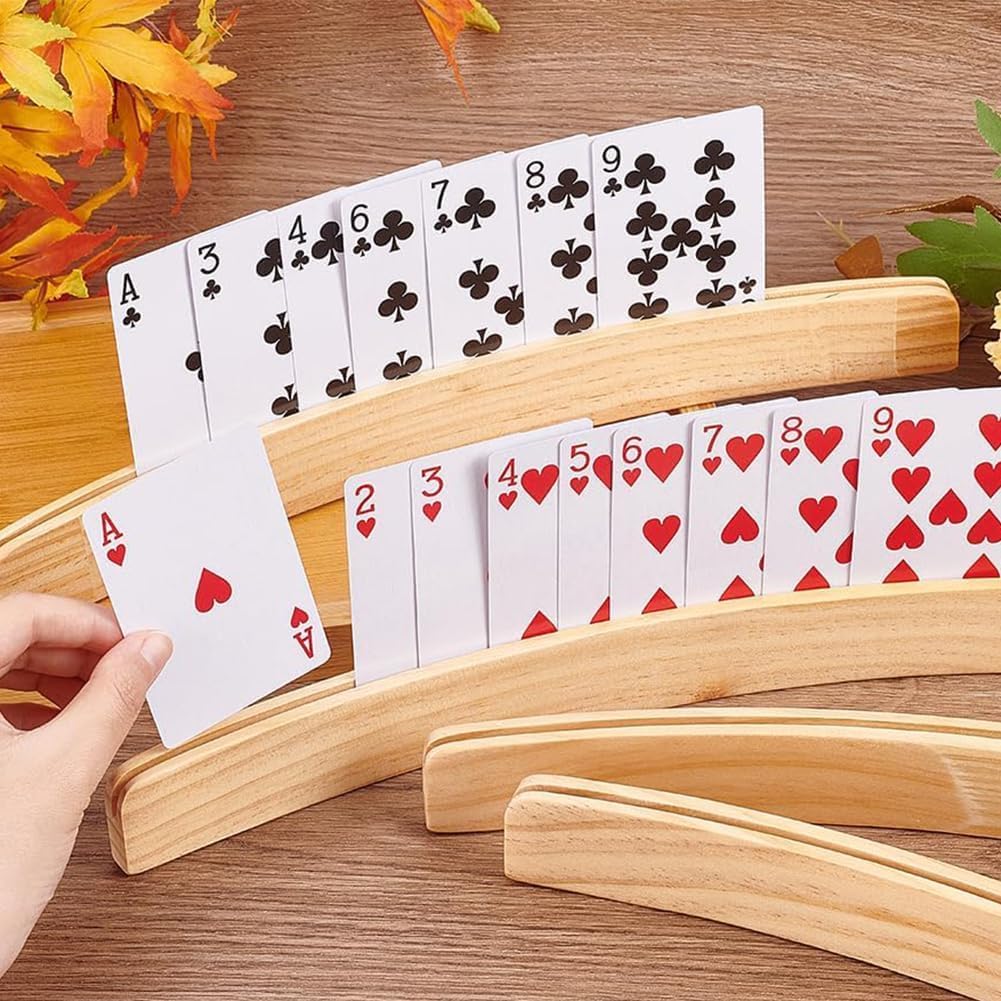 Spielkartenhalter Holz, Spielkartenhalter, Kartenhalter Spielkarten, Holz Freisprech Kartenständer, Stehender Pokerhalter, Hände Poker Halter für Kinder Erwachsene Senioren (B)