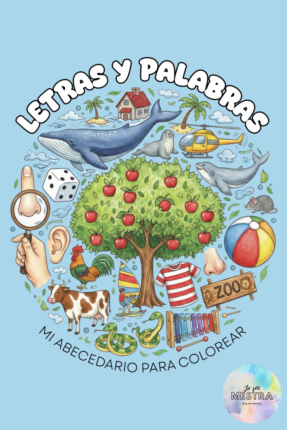 Letras y palabras: mi abecedario para colorear