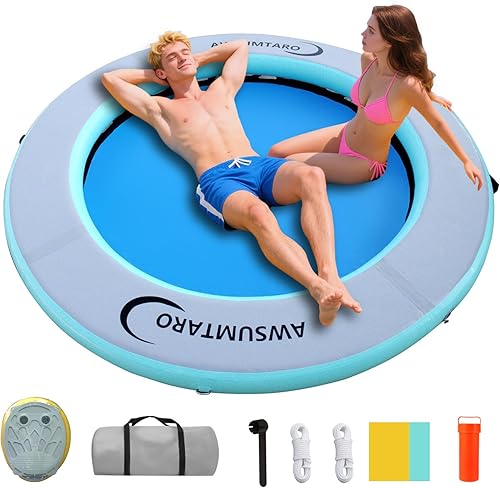 Miniatura 7 de Hamaca inflable de agua, adecuada para lagos, piscinas, playas, ríos, fiestas de adultos, muelle inflable redondo