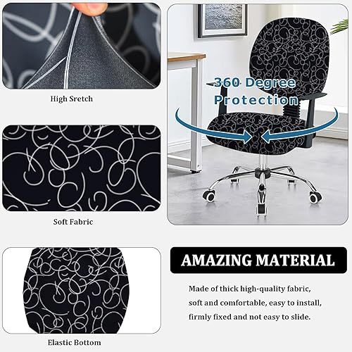 Miniatura 2 de Funda para silla de oficina estampada elástica para silla de oficina de computadora, funda de respaldo de asiento giratoria de escritorio, funda de