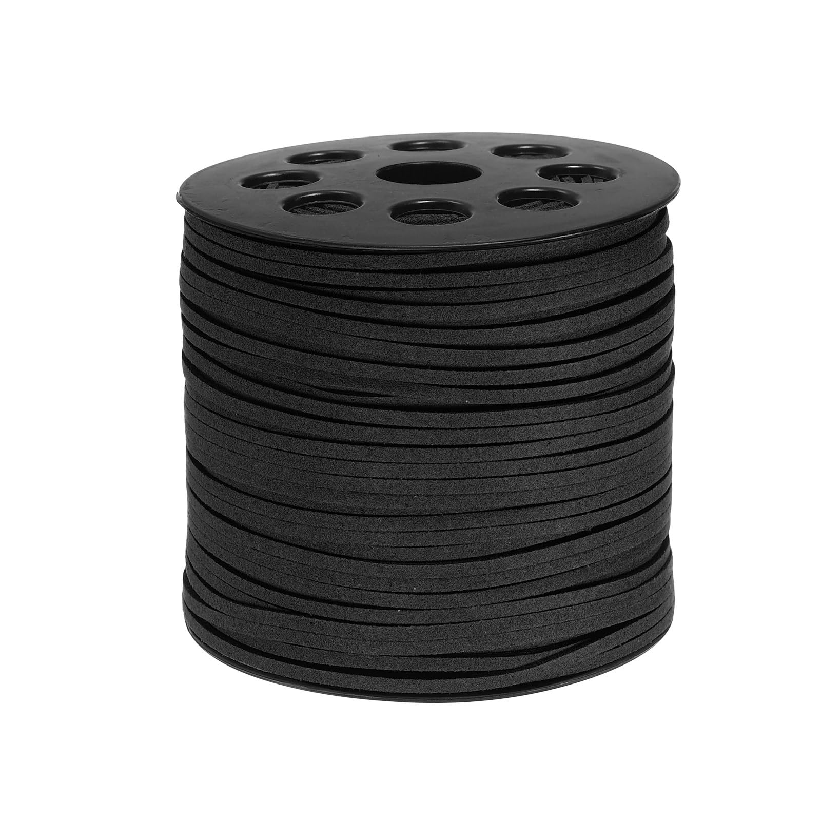 Leather Cords for Jewellery Making 2Pcs 100 Yards Flat Suede Cord 2.7mm Leather String Lace Faux Leather Cord with Roll Spool for Jewelry Making Necklace DIY Crafts(Black)