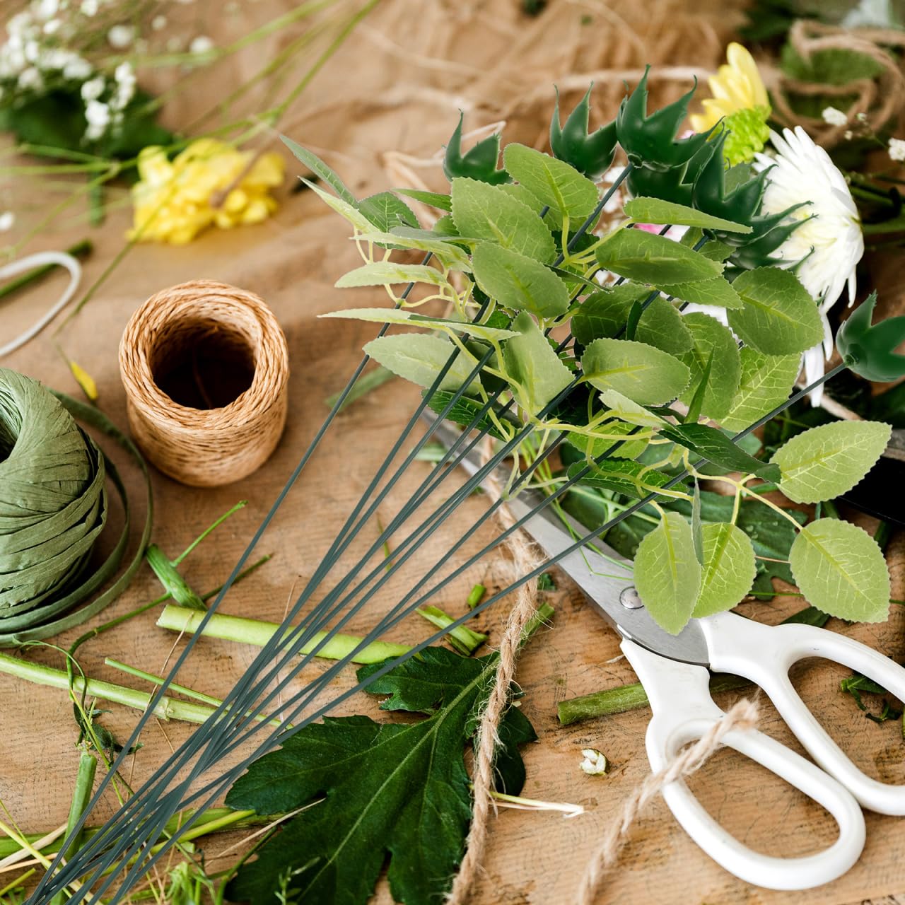 Künstliche Blumenstiele Mit Blättern Satz Kunststoff Blütenkelche Selbstgemacht Zubehör Für Blumenarrangements Bastelbedarf Haushalt Blumenladen