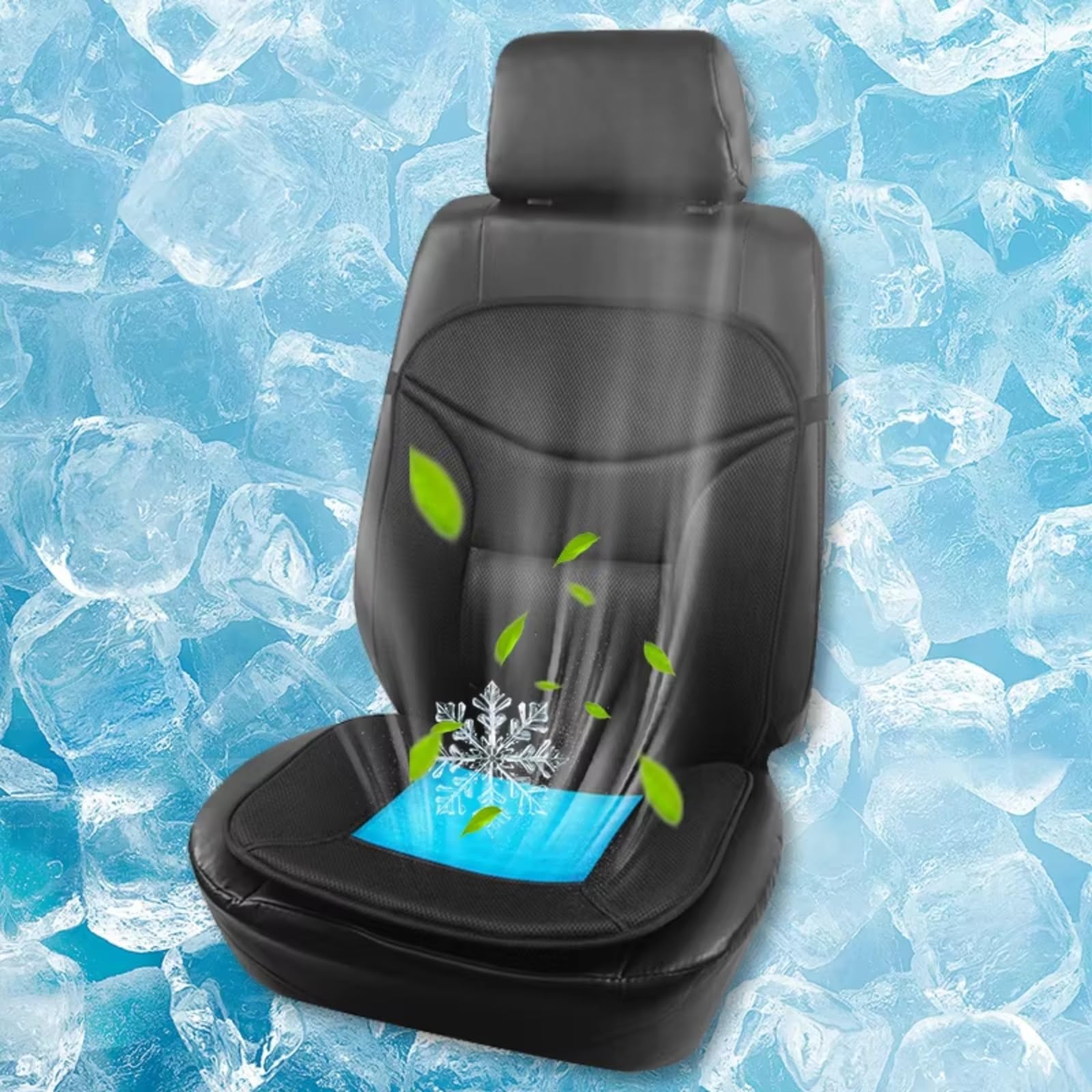 Cojín para Asiento Coche Tejido Malla Transpirable Gel Refrigerante Funda Frontal Individual Universal Todas Las Estaciones Soporte Lumbar Fundas Asientos Coche Universales(2PCS)