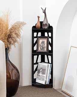 Corner Shelves,Corner Shelf Stand Waterproof Great for Bathroom Storage Tight Space,Small Shelf Stand Fit for Toilet Paper Holder Storage, Corner Tables for Small Space,Black