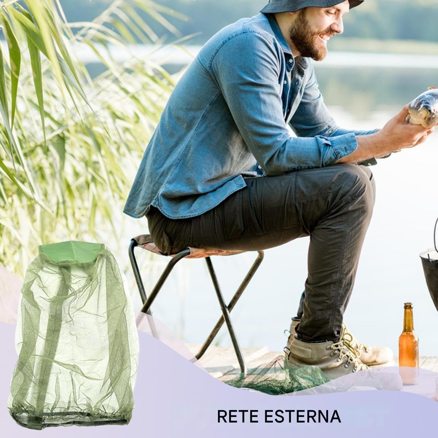 Moustiquaire pour tête – Capuche filet anti-moustiques avec ajustement automatique, léger pour le jardin, la randonnée, la randonnée et les activités de plein air