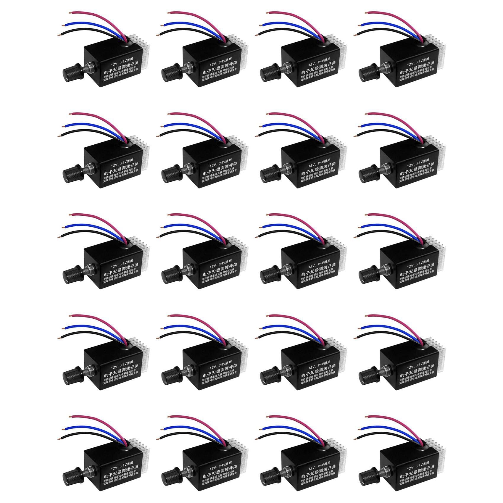 Jnchdghwa As Shown 20Pc Motor Speed Regulator Dc 12V/24V 10 A Motor Speed Controller Switch For Car Truck Fan Heater Control