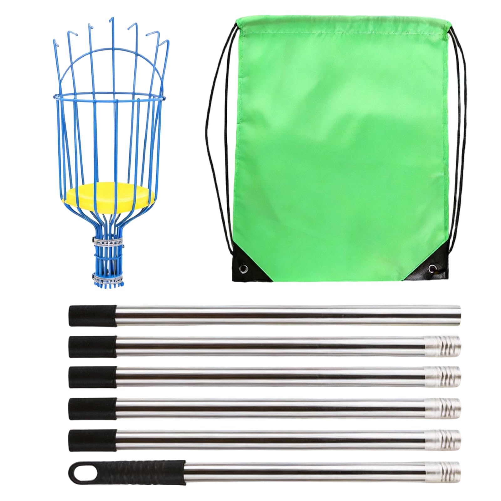 Fruit Picking with Basket Telescoping Heavy Duty Sturdy Aluminium Telescoping Extension Rod Metal Basket for Picking Stainless Steel Fruit Chooser Rustproof Chooser
