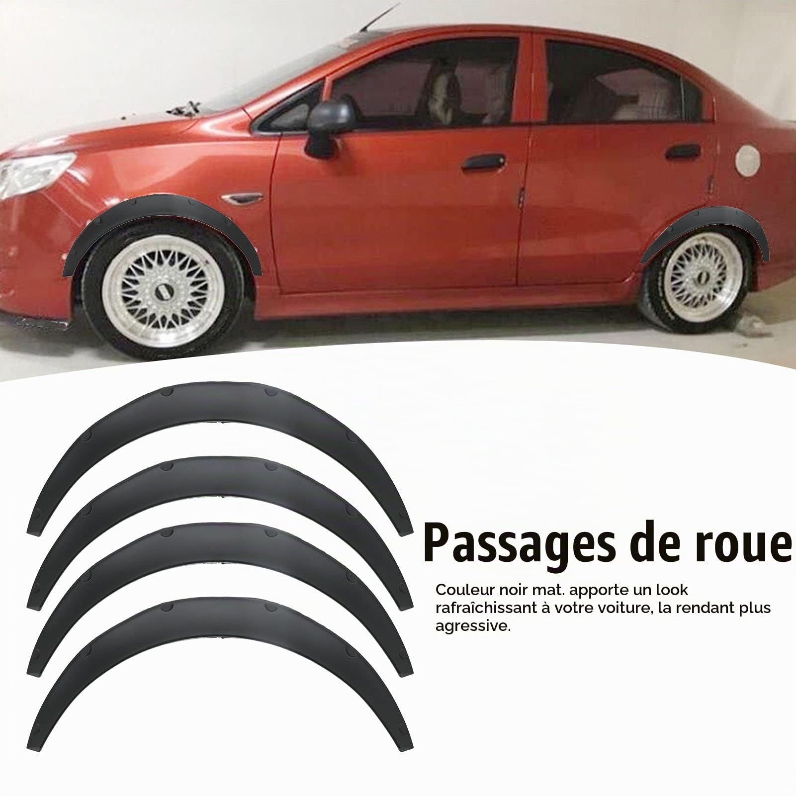 aqxreight 4pcs Universel Avant et Arrière évasements d'ailes Protecteur Universel de Sourcil de Roue élargie de Voiture, Noir(110mm)