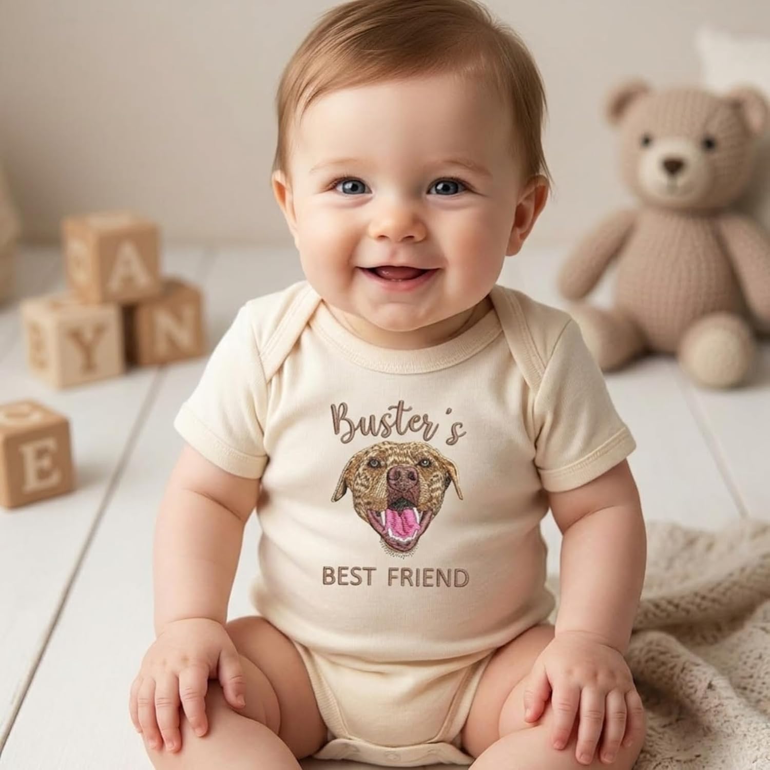 COUPLEHOODIES Personalized Baby Onesie Bodysuit – Custom Embroidery Gift for Pregnancy Reveal Baby Shower or First Grandchild