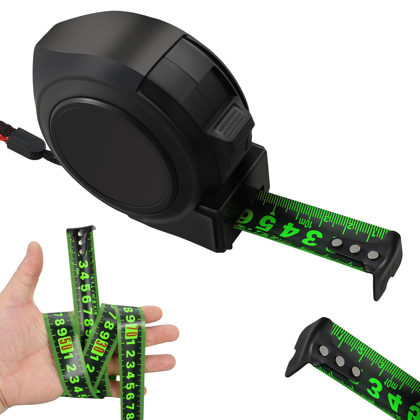 Fluorescent Steel Tape Measure - Glow in the Dark Retractable Metric Ruler, Resistant Metric Tape Retractable Tape Measure Tools for professionals and Homeowners (10M)