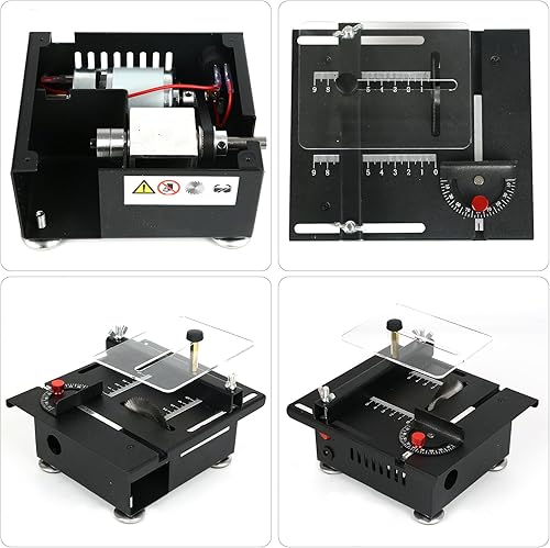 Miniatura 8 de Mini sierra de mesa, sierras de mesa multifuncionales para carpintería de 100 W, ángulo de velocidad de altura ajustable, profundidad de corte de