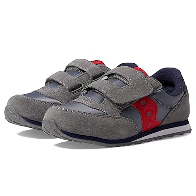 Saucony Kids Jazz Hook Loop Sneaker (Toddler/Little Kid) Kids Shoes Grey/Navy/Red