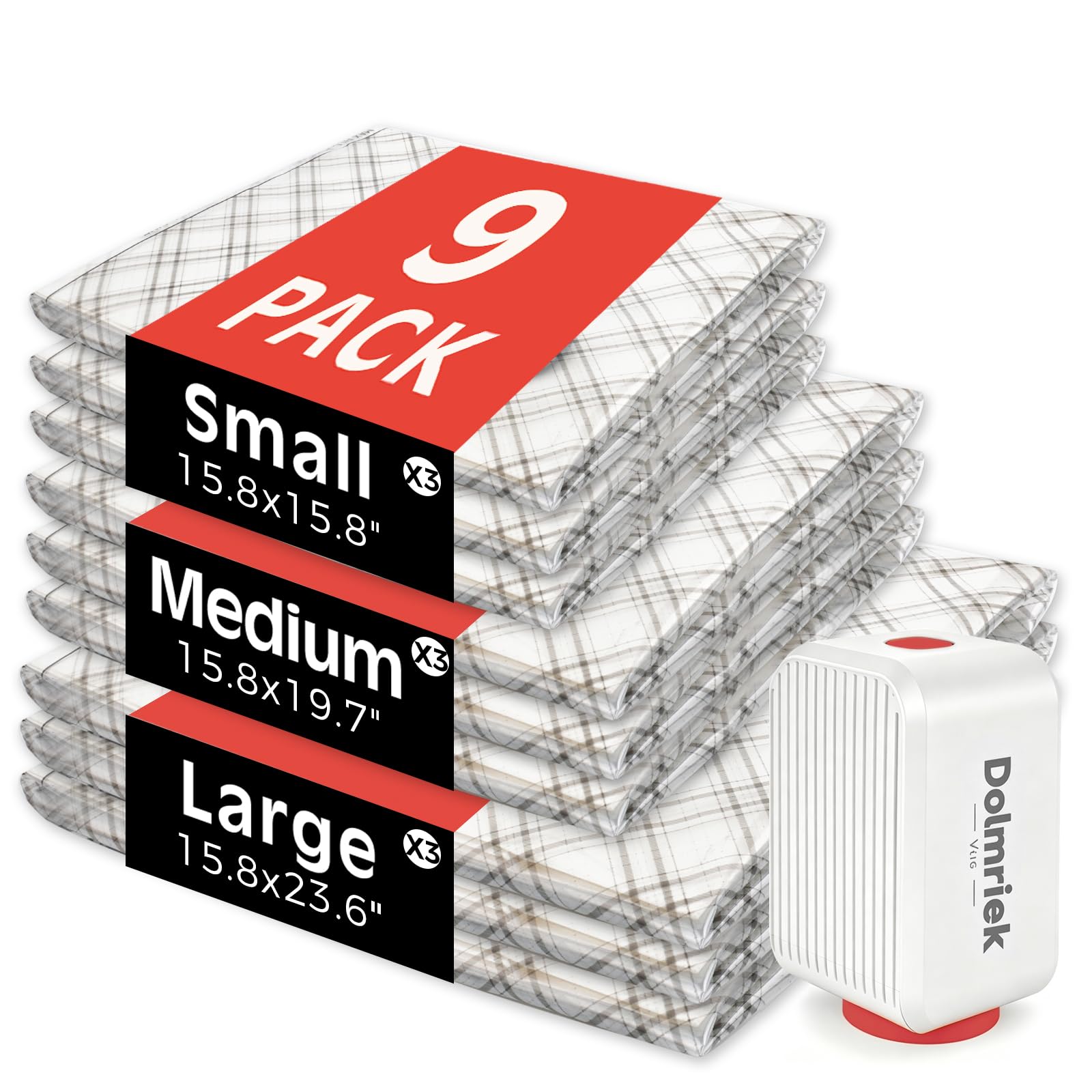 9-Pack Vacuum Seal Bags for Clothing Travel with Cordless Pump